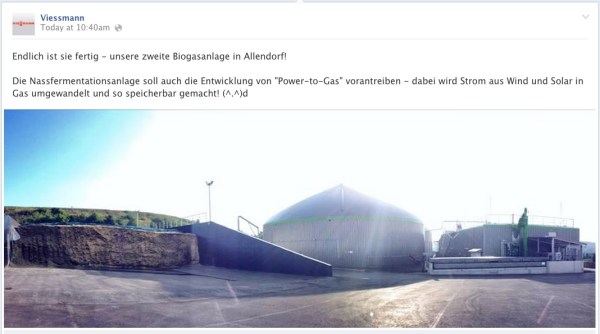 Facbook Seite von Viessmann