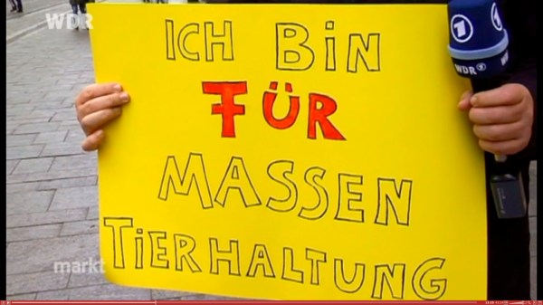 Ich bin für Massentierhaltung Screenshot WDR-Sendung vom 15.04.2013