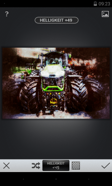 Auswahl der Ausprägung eines einzustellenden Parameters durch waagrechtes Wischen in Snapseed